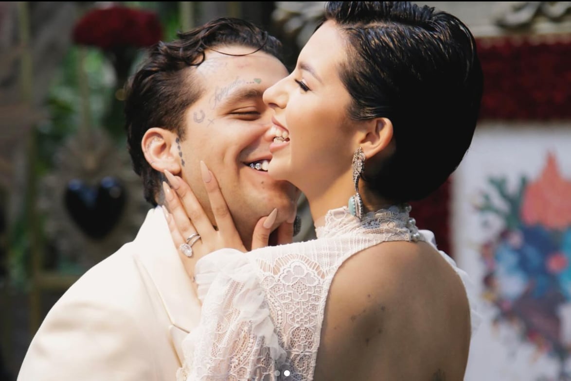 Christian Nodal y Ángela Aguilar comparte sus primeras fotos como marido y mujer
