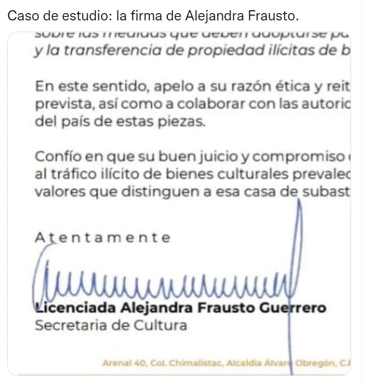 Los comentarios sobre la firma de Alejandra Frausto