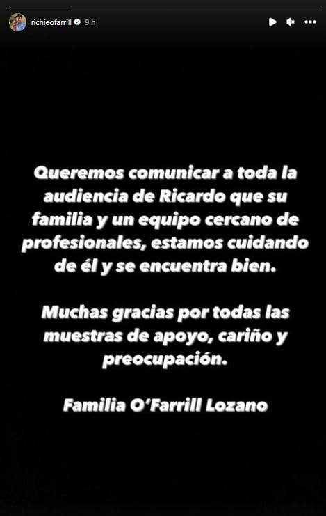 Familia de Ricardo O'Farrill informa qué pasó con el comediante.