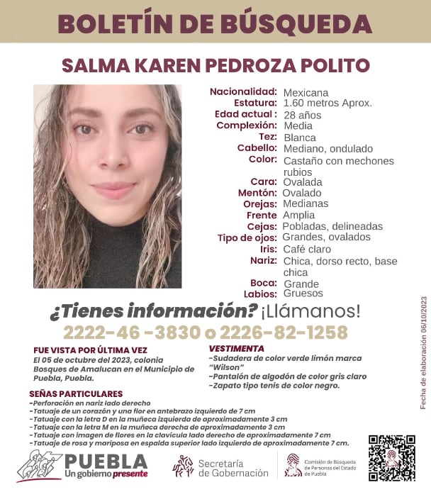Ficha de búsqueda de Salma Karen Pedraza Polito