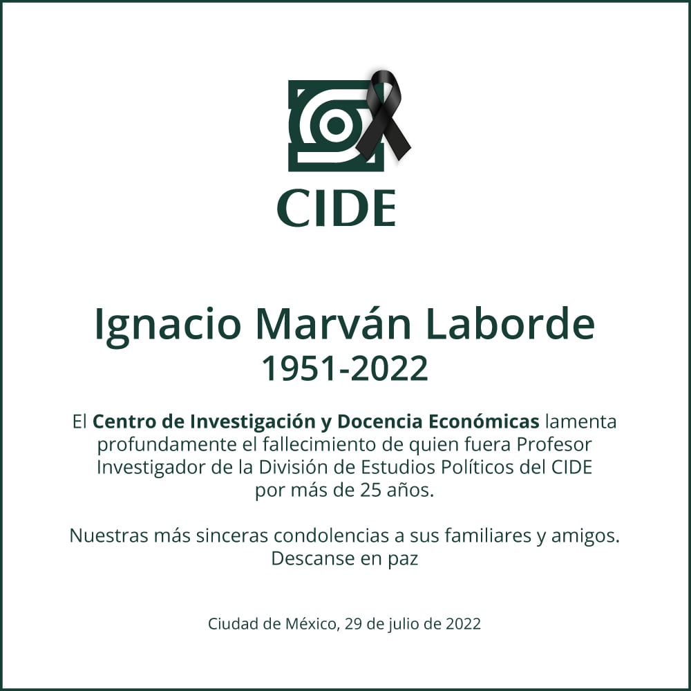 CIDE confirma muerte de Ignacio Marván Laborde