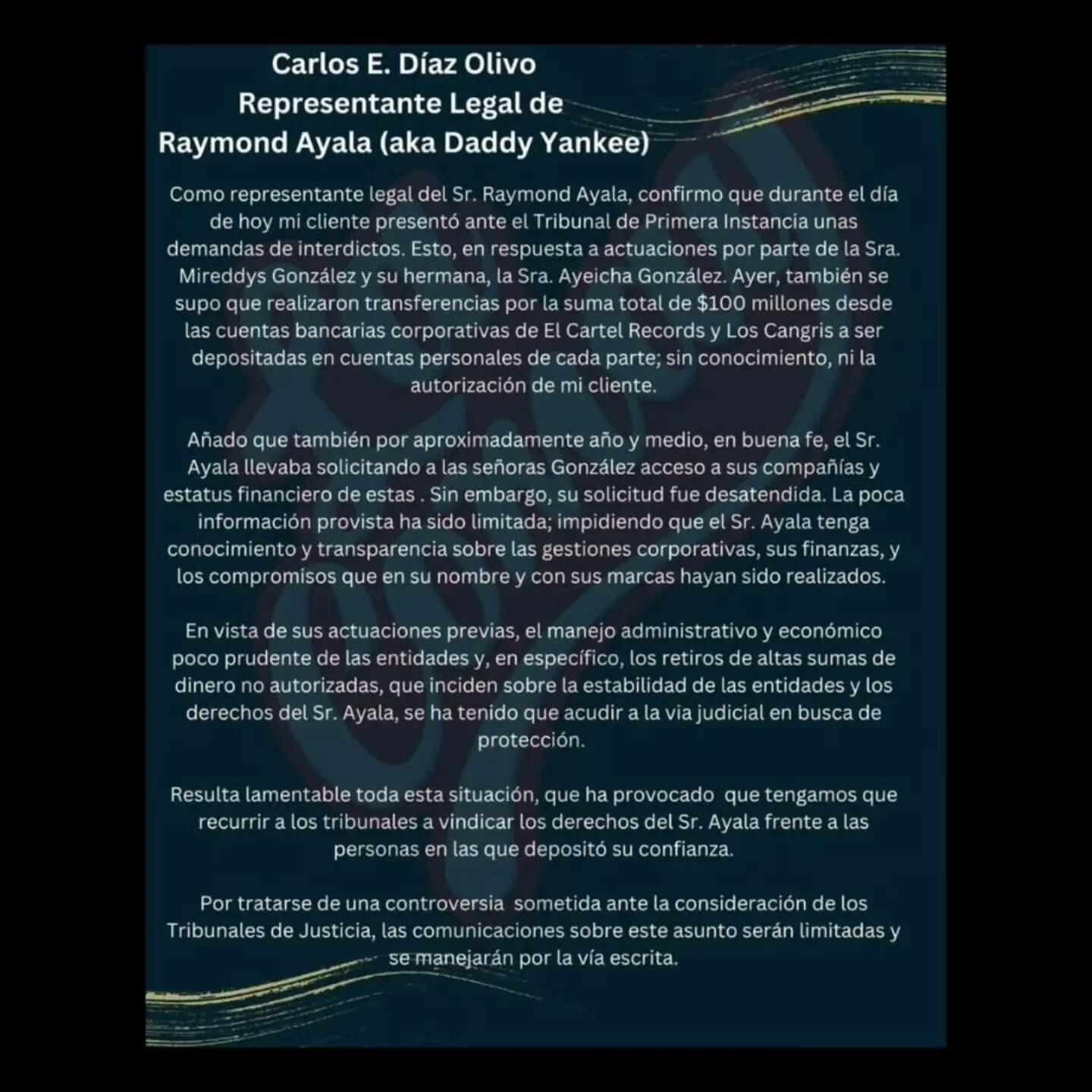 Daddy Yankee acusa a su ex esposa, Mireddys González, de robo
