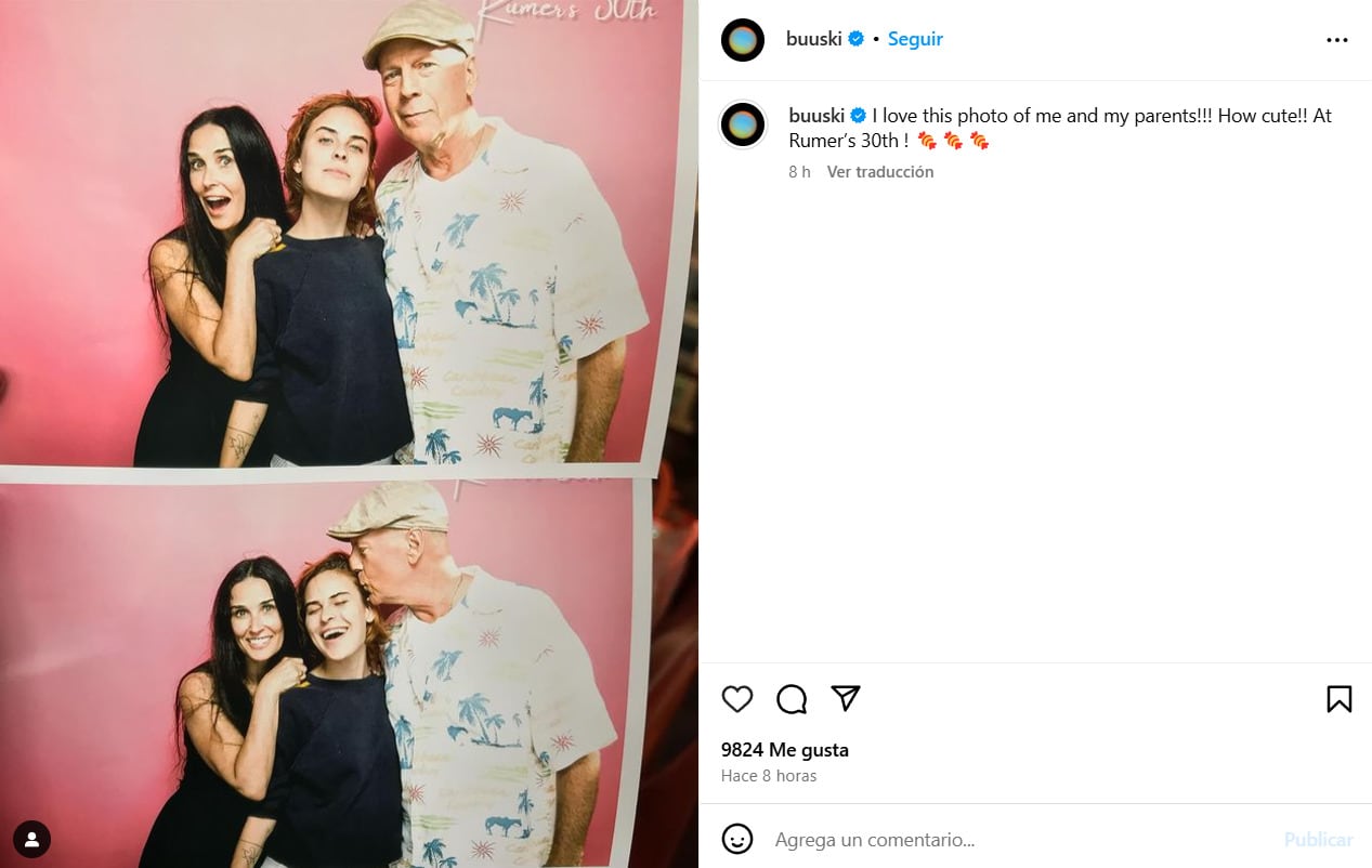 Tallulah Willis comparte una foto junto a sus padres, Demi Moore y Bruce Willis