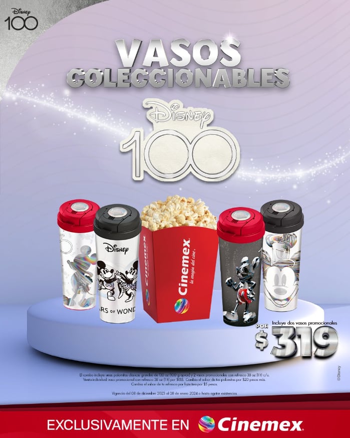 Vasos coleccionables de Disney en Cinemex