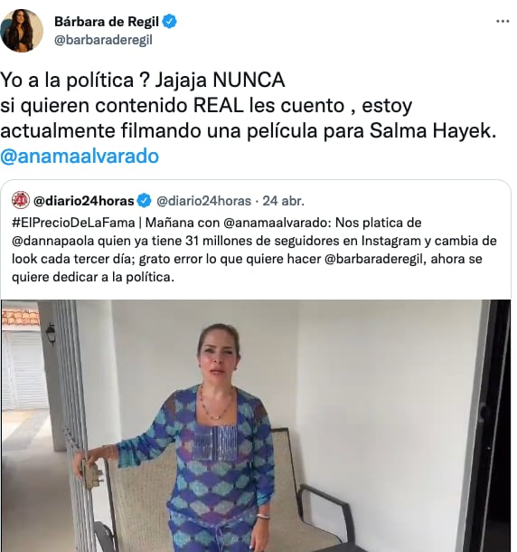 Bárbara de Regil no quiere ser diputada.