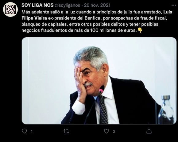 Vieira, expresidente del Benfica, fue arrestado