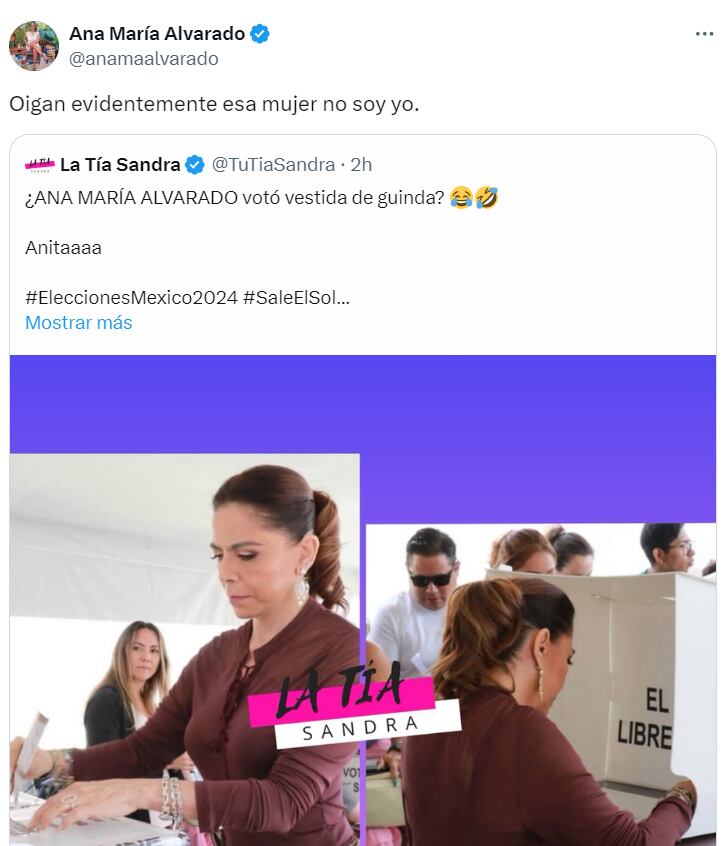 Ana María Alvarado es acusada de acudir vestida de guinda a votar y ella lo aclara