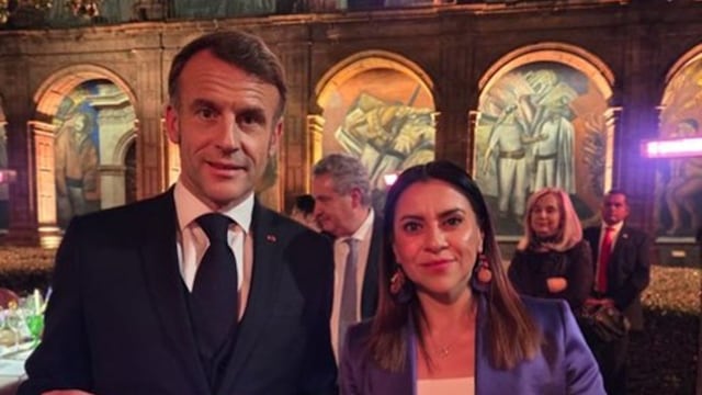 Olimpia Coral y Emmanuel Macron
