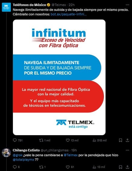 Telmex lanzó indirecta contra Totalplay