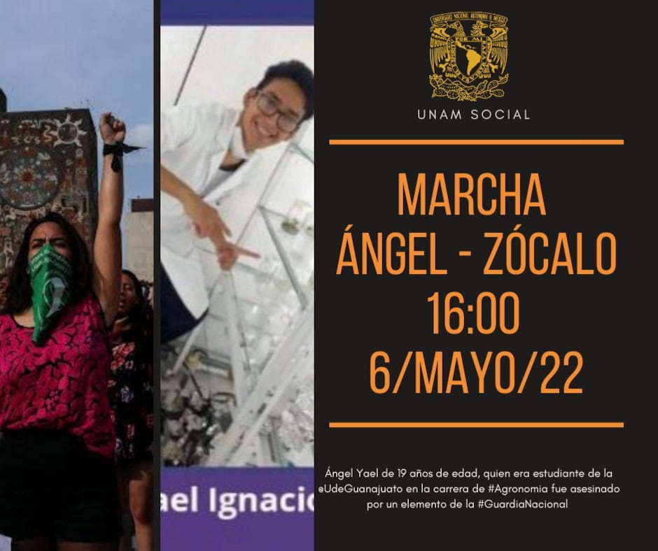 Marcha por el caso de Ángel Yael convocada por la UNAM