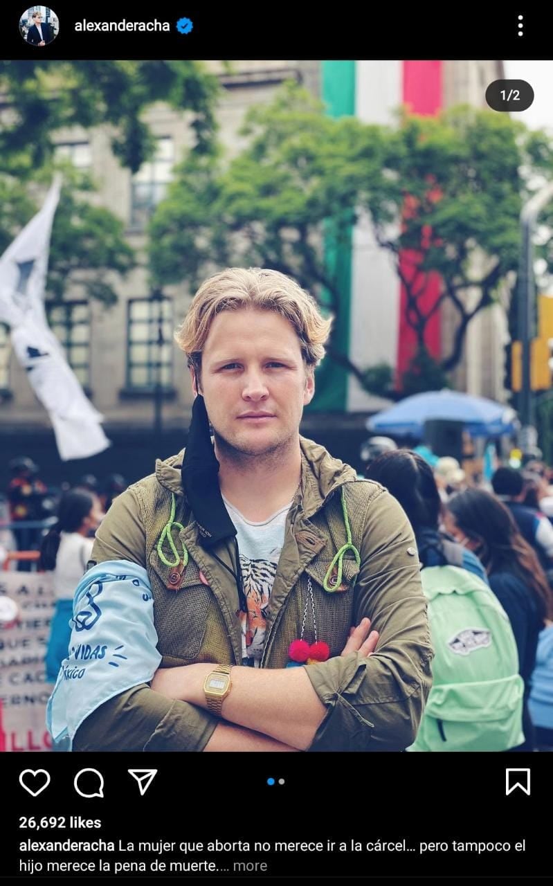 Alexander Acha en una protesta "provida"