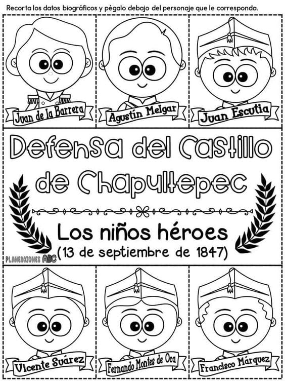 Dibujos de Niños Héroes para colorear