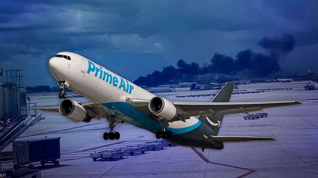 Avión de Prime Air se sale de la pista y se incendia en aeropuerto de Miami