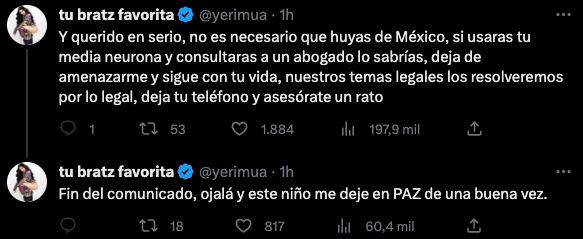 Yeri Mua le envía un mensaje a Naim Darrechi por Twitter