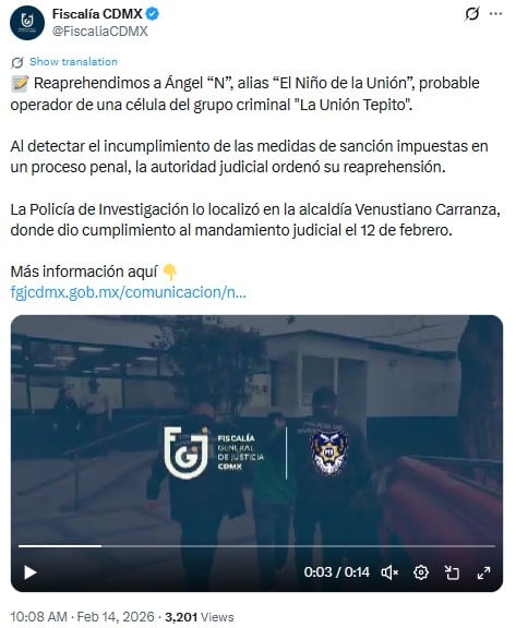 El Niño de la Unión es detenido de nuevo en Venustiano Carranza