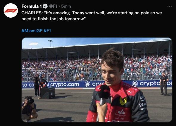 Charles Leclerc ganó la pole para el GP de Miami