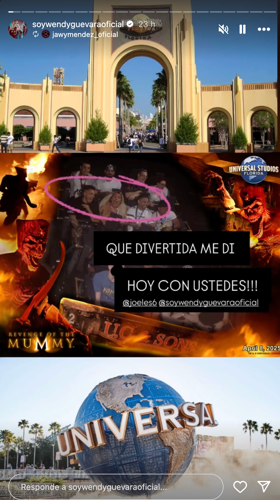 Wendy Guevara y Jawy Méndez en Universal Studios