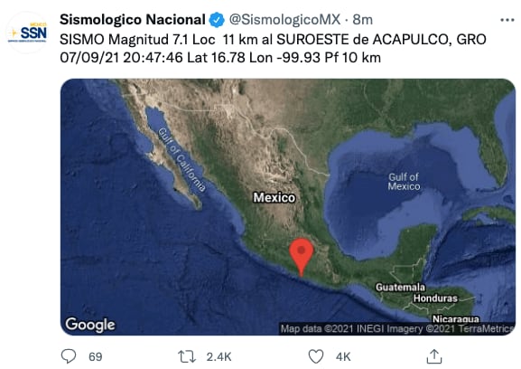 Sismo magnitud 7.1