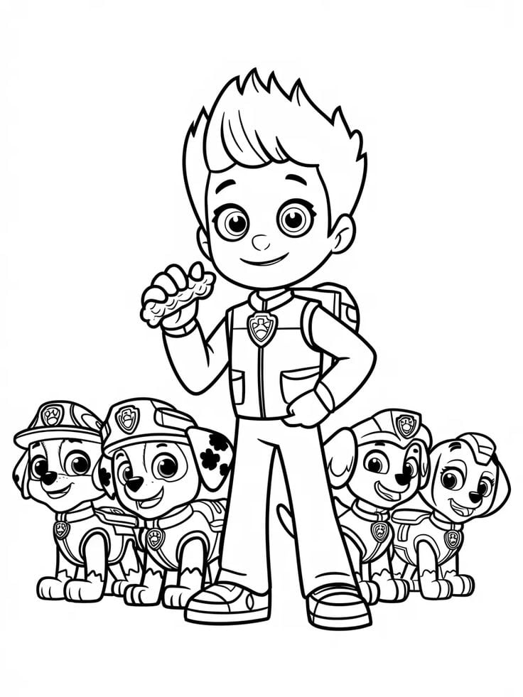 Dibujos bonitos de Paw Patrol y Ryder para colorear por el Día del Maestro