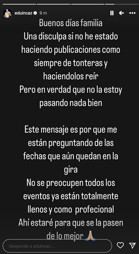 Eduin Caz habla de su estado de salud.