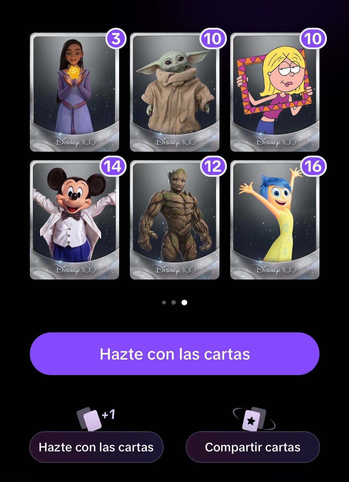 Asha y otros 5 personajes en las cartas Disney 100 de TikTok del 30 octubre al 6 de noviembre
