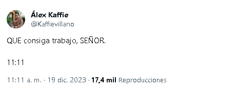Álex Kaffie pide un milagro para obtener trabajo.
