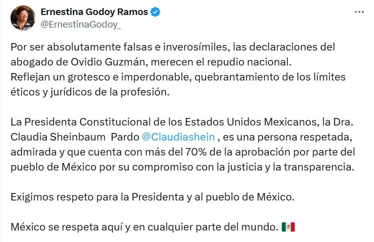 Funcionarios condenan declaraciones de abogado de Ovidio Guzmán