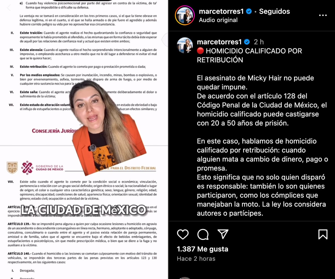 Marce Torres sobre asesinato de Miguel de la Mora en CDMX.