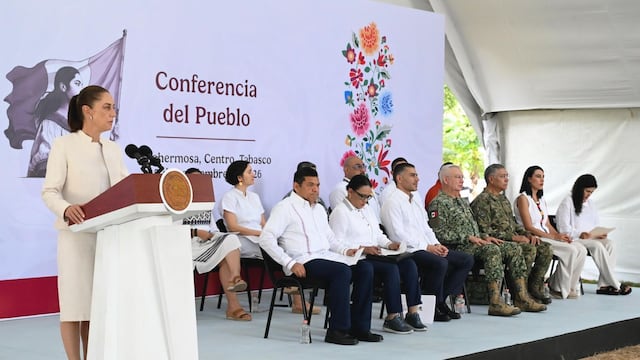 Claudia Sheinbaum Pardo, presidenta de México, encabezó la conferencia Mañanera del Pueblo desde Tabasco