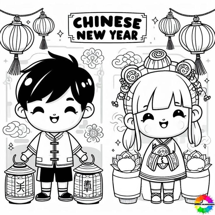 Dibujos del Año Nuevo Chino 2025 para colorear