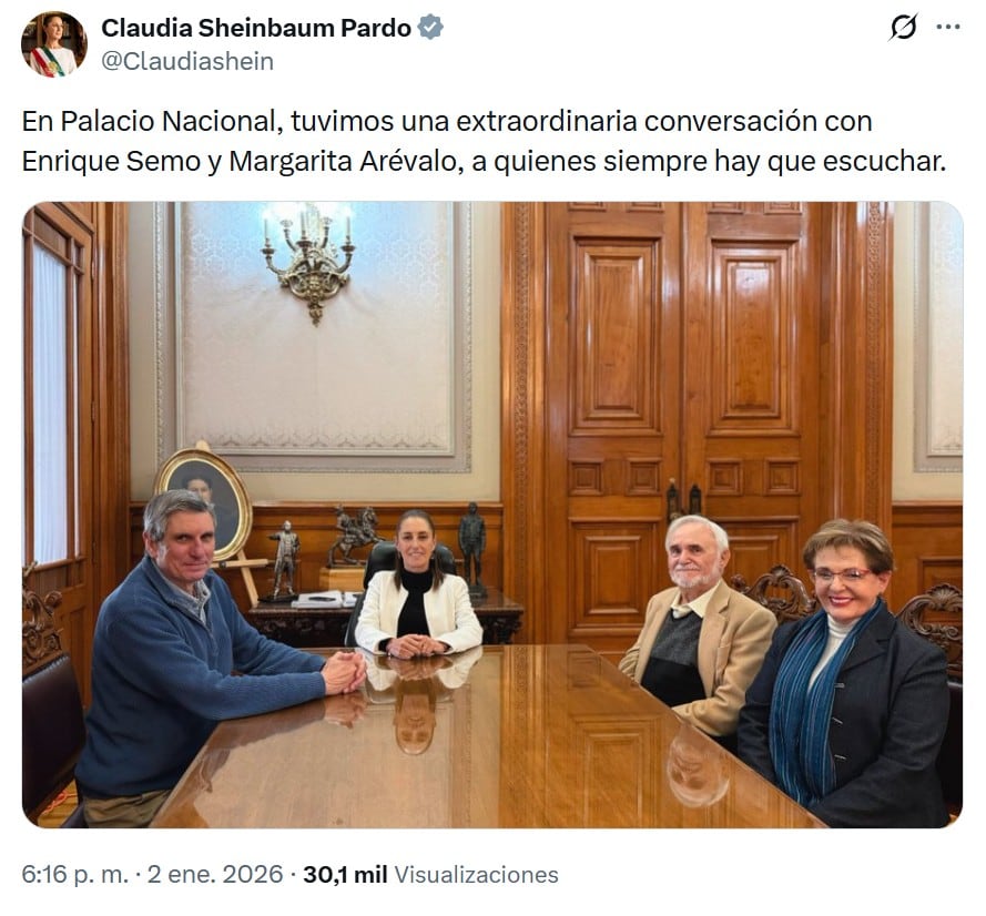 Claudia Sheinbaum comparte reunión en Palacio Nacional