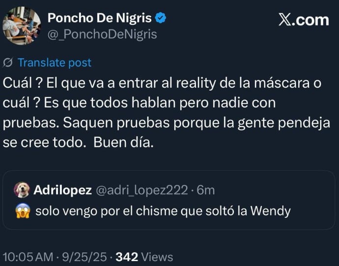 Poncho de Nigris revela que Wendy Guevara estará en Quién es la Máscara 2025