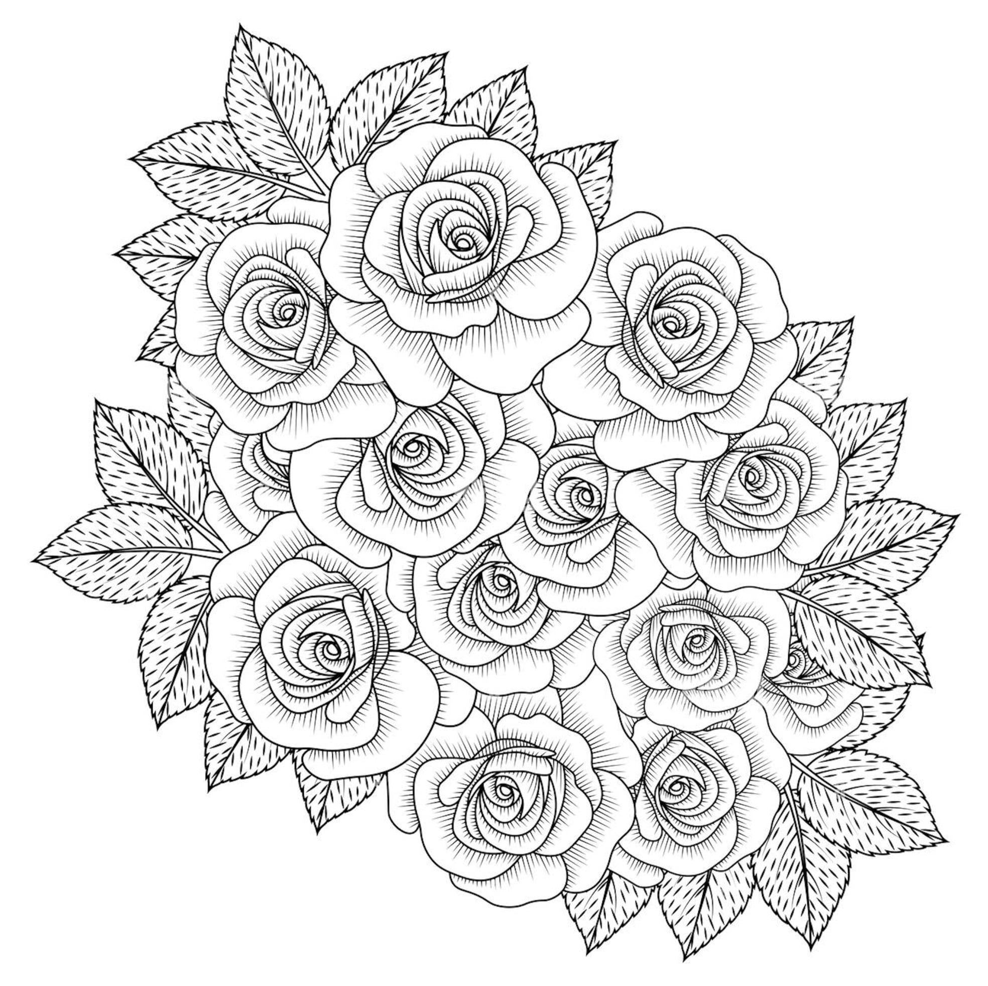 Rosas como dibujo de flores amarillas para colorear