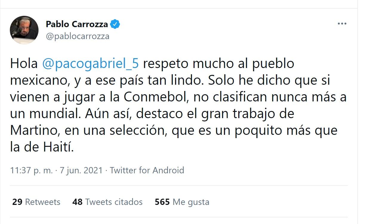 Pablo Carrozza le contesta a Paco Gabriel de Anda
