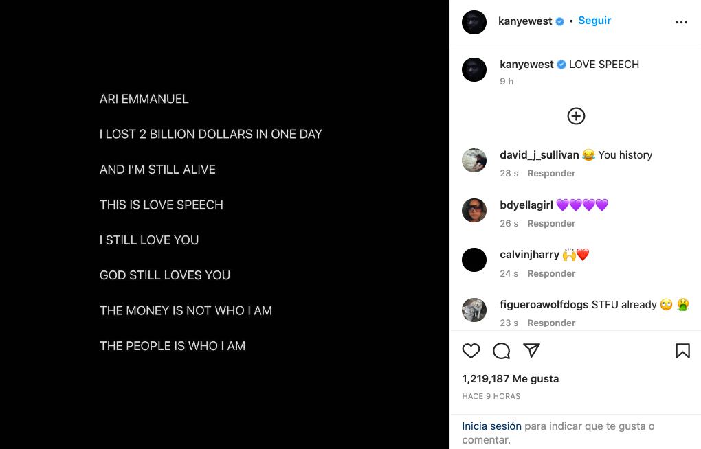 Kanye West regresa a Instagram y se burla de sus pérdidas de contrato