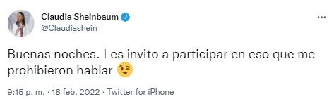 Claudia Sheinbaum invita a participar en eso que le "prohibieron hablar"