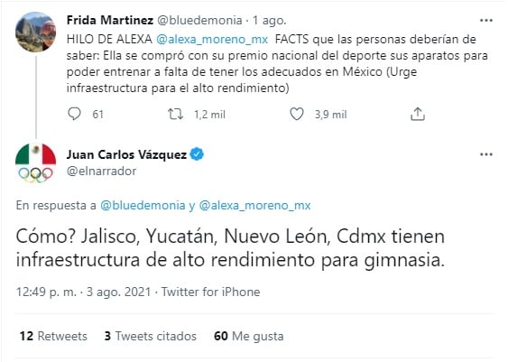 Se asegura que Alexa Moreno tuvo que comprar su equipo de entrenamiento