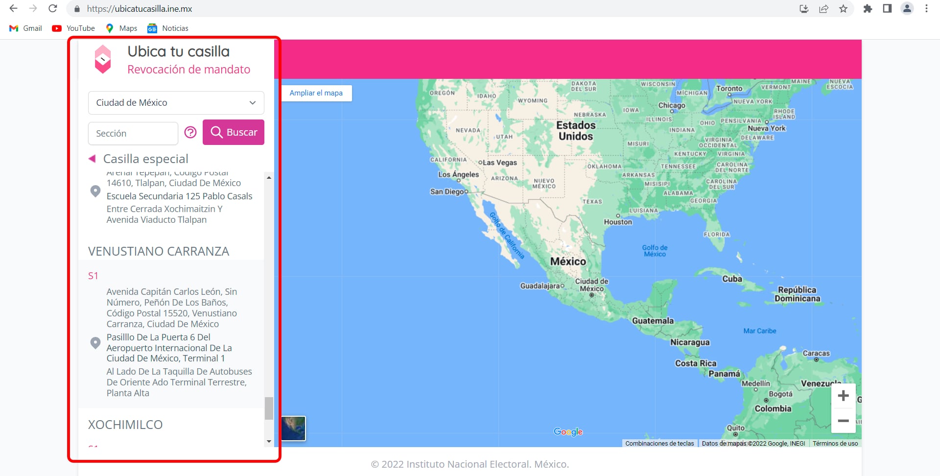 Ubica tu casilla especial del INE paso a paso/captura de pantalla