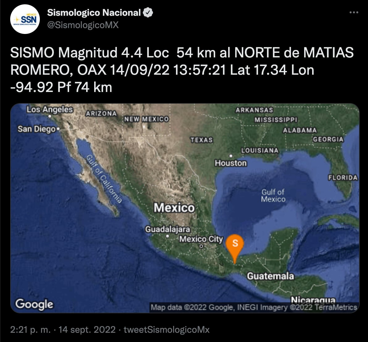 Sismo hoy de 4.4 sacude Oaxaca; no ameritó alerta sísmica