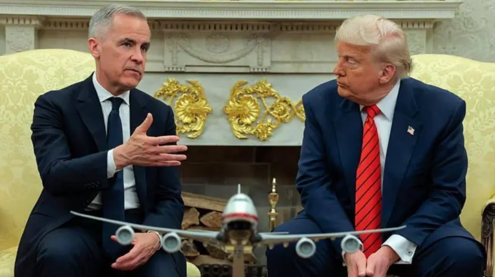 El primer ministro de Canadá, Mark Carney, y el presidente de Estados Unidos, Donald Trump