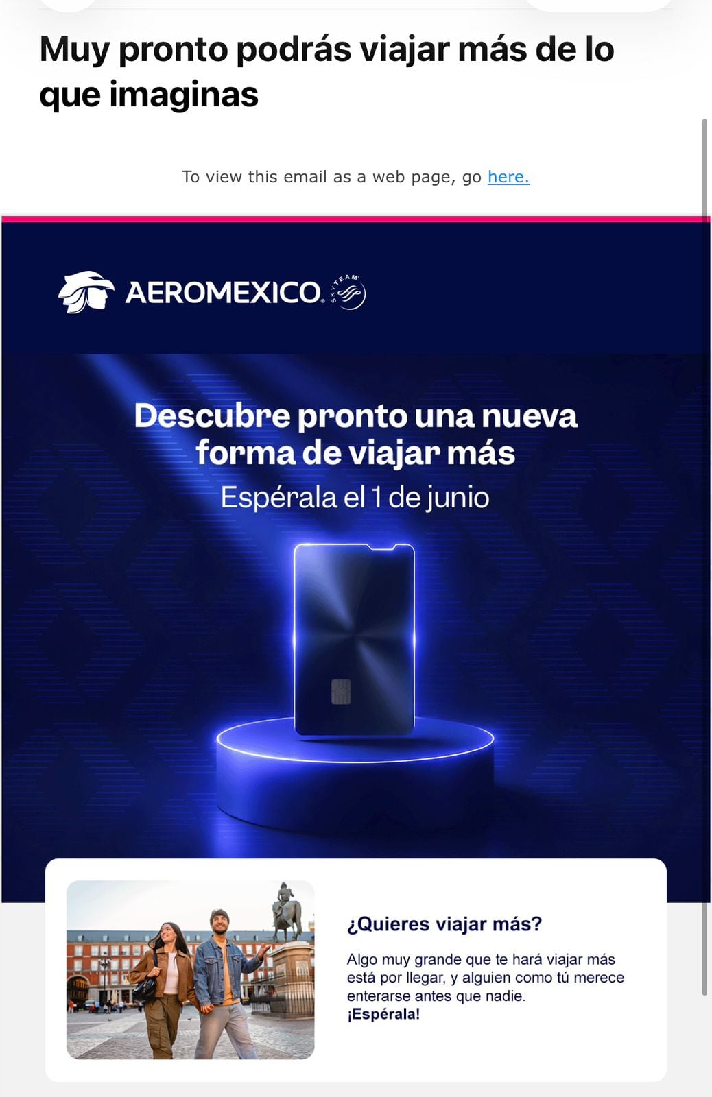 Nueva tarjeta de Aeroméxico