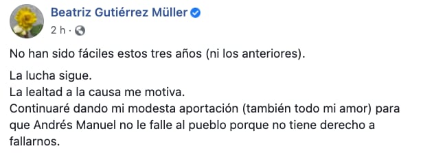 Beatriz Gutiérrez Müller a tres años de gobierno del presidente AMLO