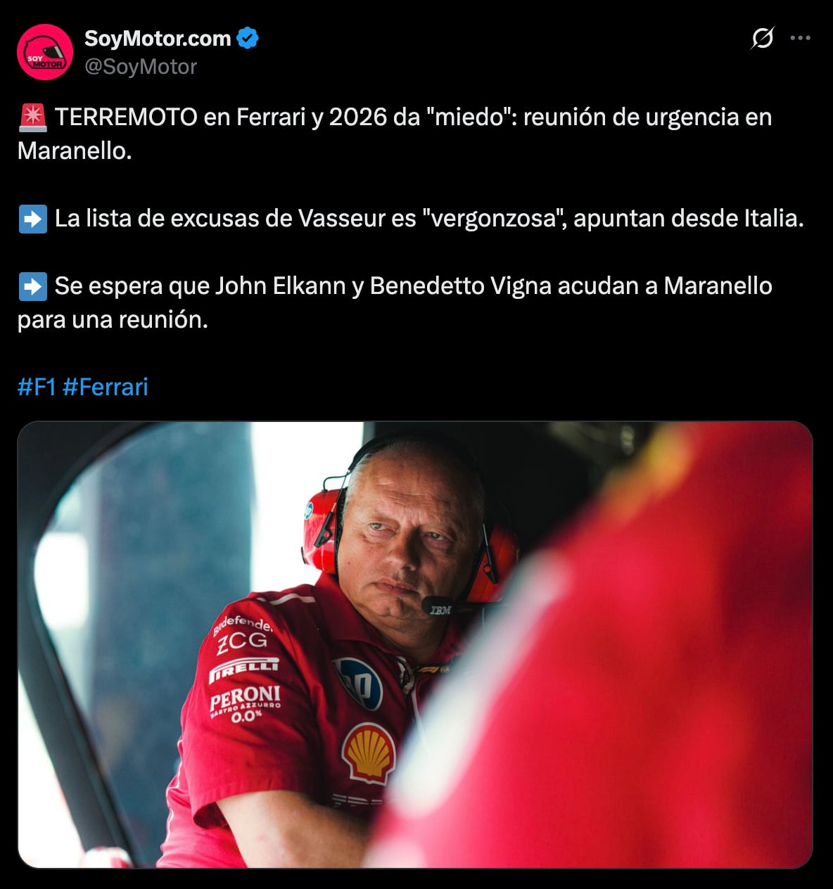 Ferrari atraviesa una terrible crisis interna