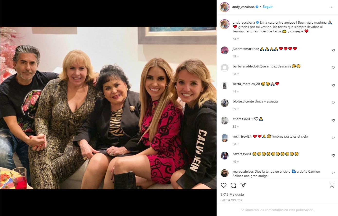 Andrea Escalona se despide de Carmen Salinas