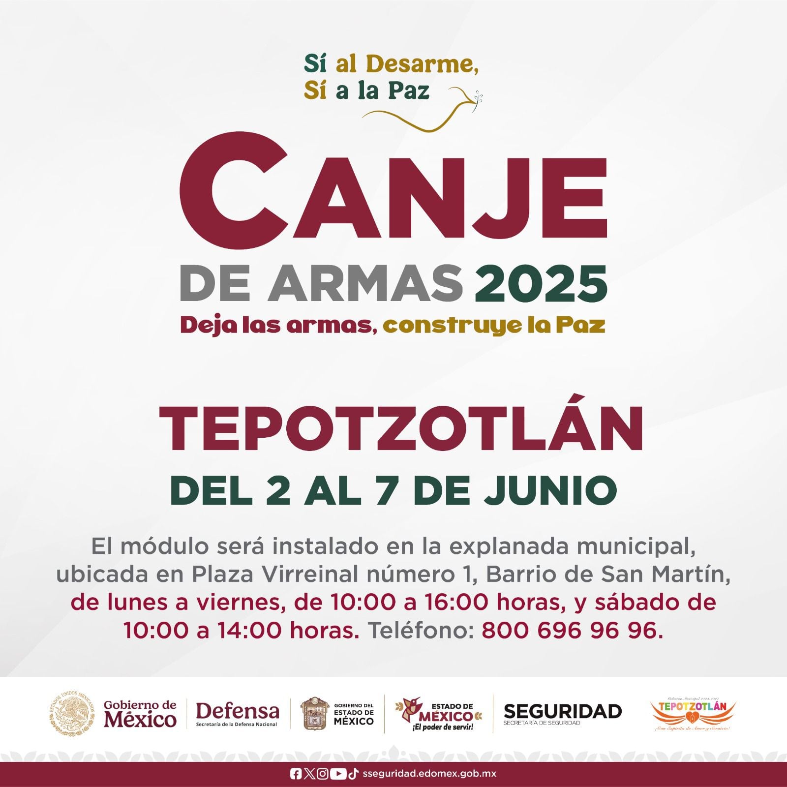 Tepotzotlán anuncia el Programa de Canje de Armas 2025