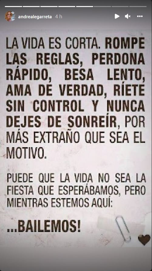 Andrea Legarreta reflexión sobre la vida