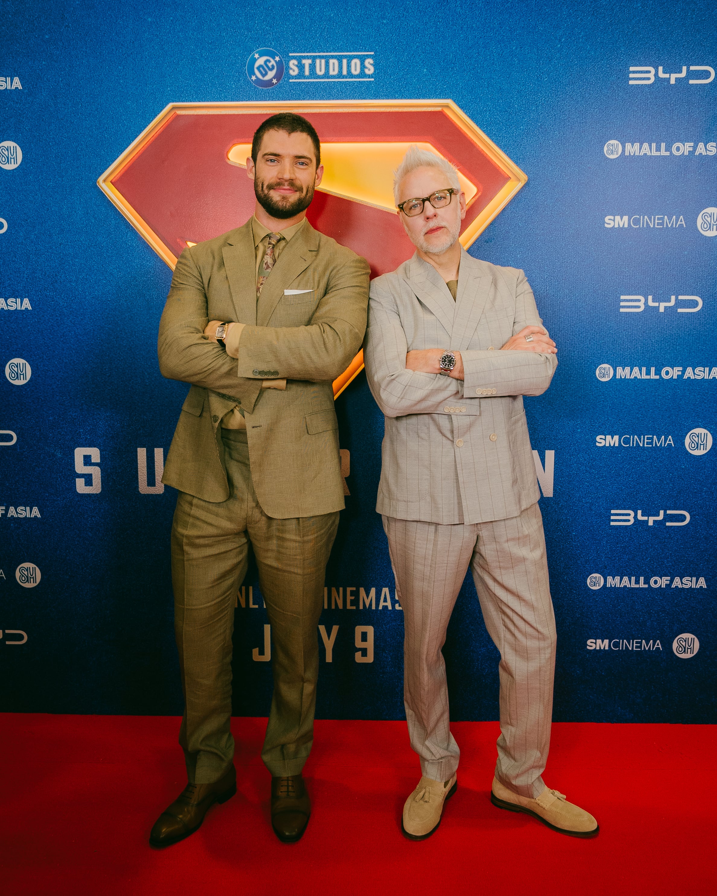 James Gunn y David Corenswet en la premiere de Superman