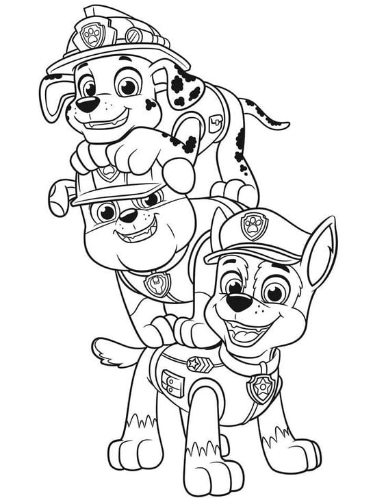 Dibujos de Paw Patrol regreso a clases para colorear