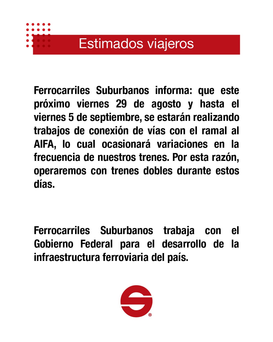 Obras al AIFA afectará el Tren Suburbano
