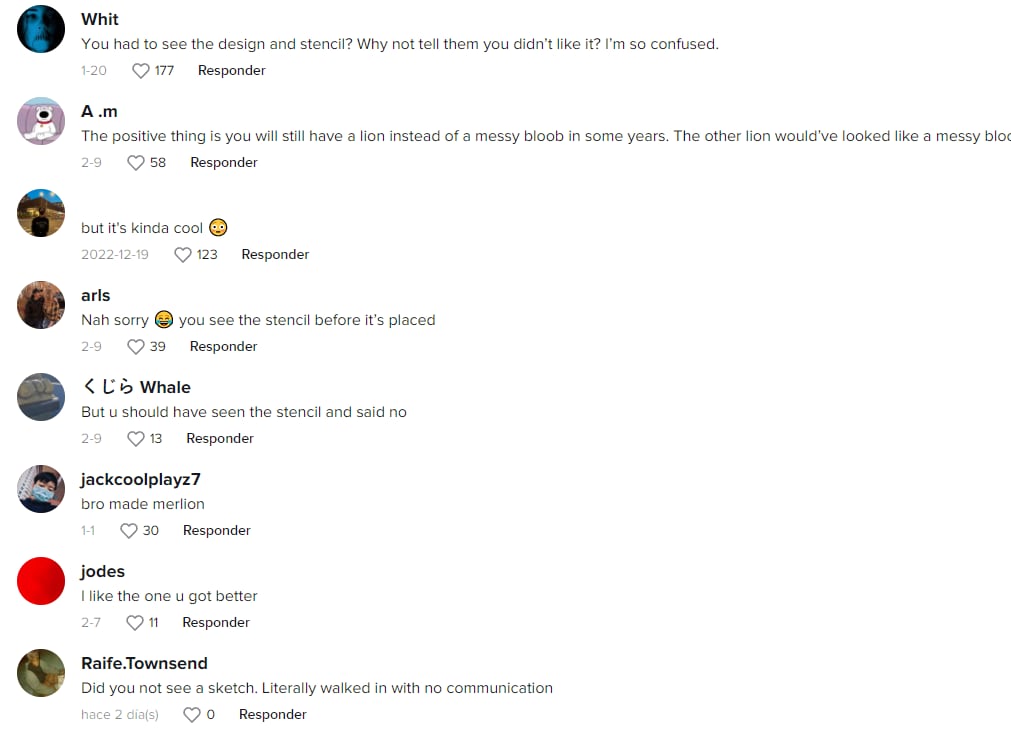 Reacciones al video de TikTok del tatuaje de león que sale mal